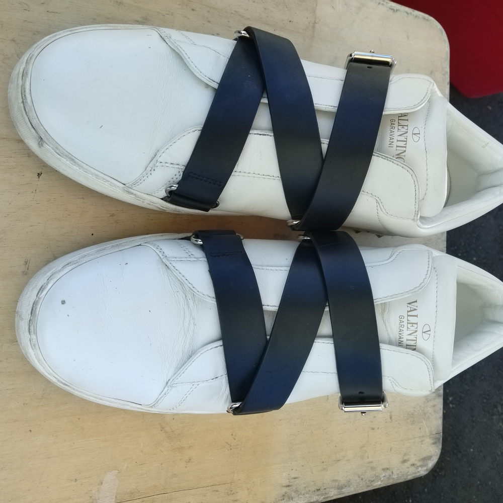 Valentino Garavani Black and White Sneakers with Elastic Straps